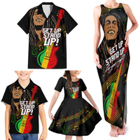 Legend Bob Get Up Stand Up Family Matching Tank Maxi Dress and Hawaiian Shirt Reggae Multicolored - Wonder Print Shop