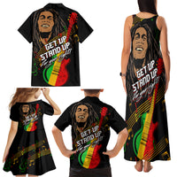 Legend Bob Get Up Stand Up Family Matching Tank Maxi Dress and Hawaiian Shirt Reggae Multicolored - Wonder Print Shop