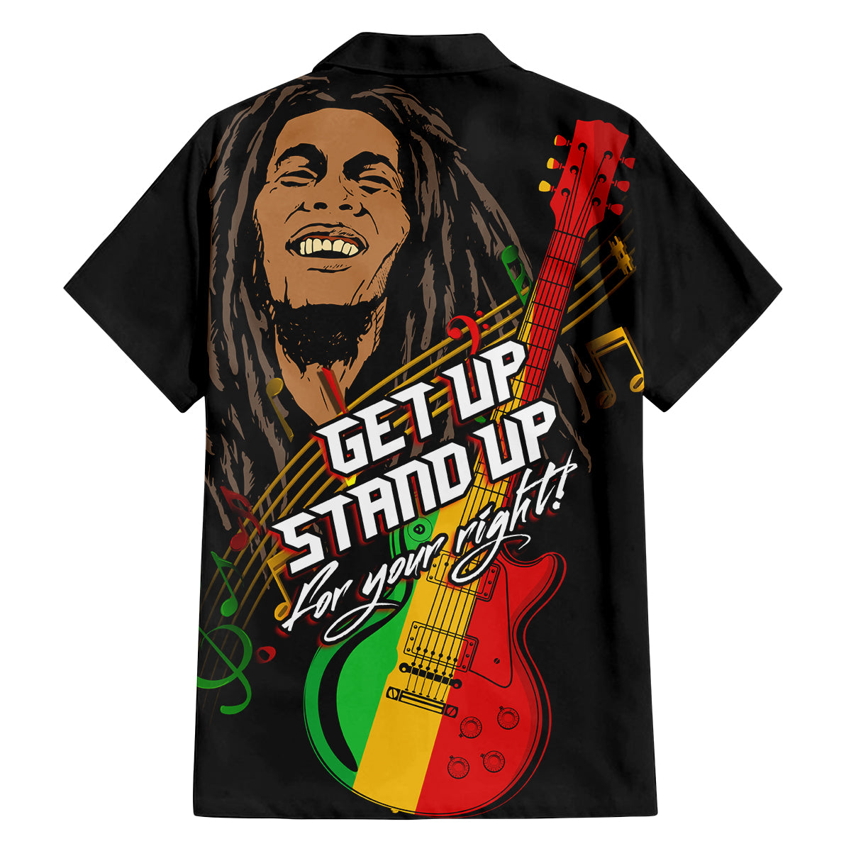 Legend Bob Get Up Stand Up Family Matching Tank Maxi Dress and Hawaiian Shirt Reggae Multicolored - Wonder Print Shop
