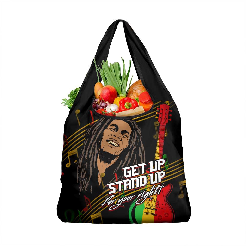 Bob Marley Get Up Stand Up Grocery Bag Reggae Multicolored