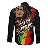 Legend Bob Get Up Stand Up Long Sleeve Button Shirt Reggae Multicolored - Wonder Print Shop