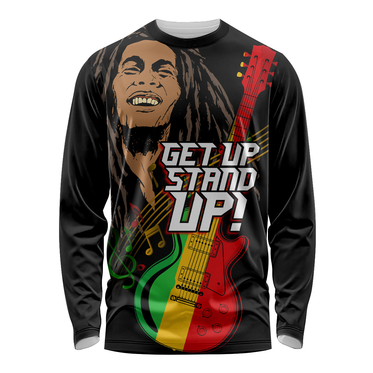 Legend Bob Get Up Stand Up Long Sleeve Shirt Reggae Multicolored - Wonder Print Shop