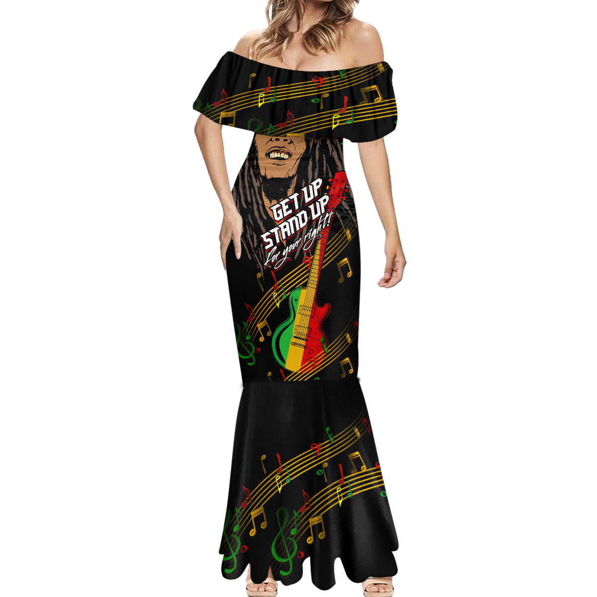 Legend Bob Get Up Stand Up Mermaid Dress Reggae Multicolored - Wonder Print Shop