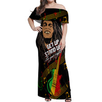 Legend Bob Get Up Stand Up Off Shoulder Maxi Dress Reggae Multicolored - Wonder Print Shop