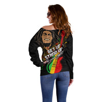 Legend Bob Get Up Stand Up Off Shoulder Sweater Reggae Multicolored - Wonder Print Shop