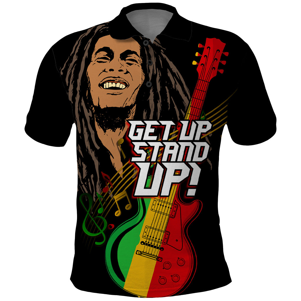 Legend Bob Get Up Stand Up Polo Shirt Reggae Multicolored - Wonder Print Shop