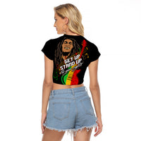 Legend Bob Get Up Stand Up Raglan Cropped T Shirt Reggae Multicolored - Wonder Print Shop