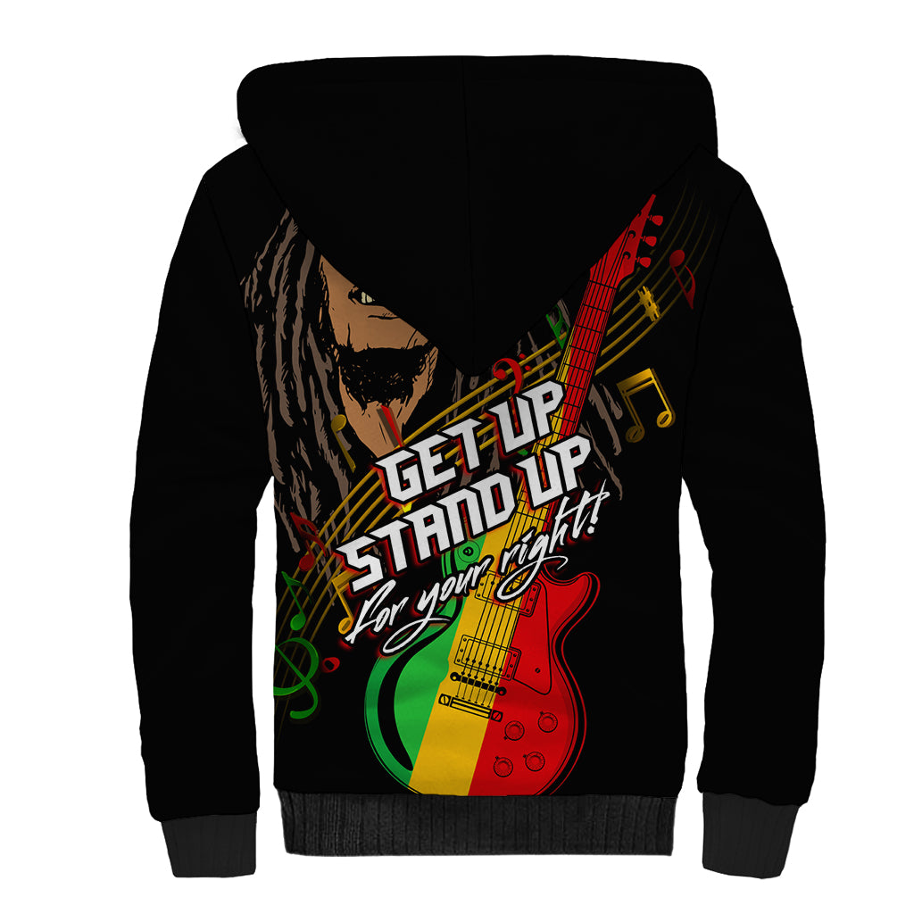Legend Bob Get Up Stand Up Sherpa Hoodie Reggae Multicolored - Wonder Print Shop