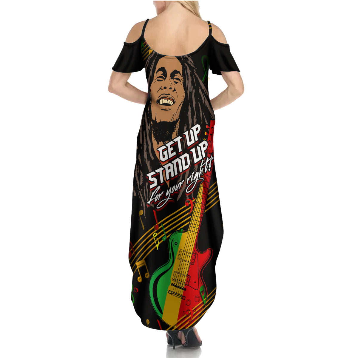 Legend Bob Get Up Stand Up Summer Maxi Dress Reggae Multicolored - Wonder Print Shop