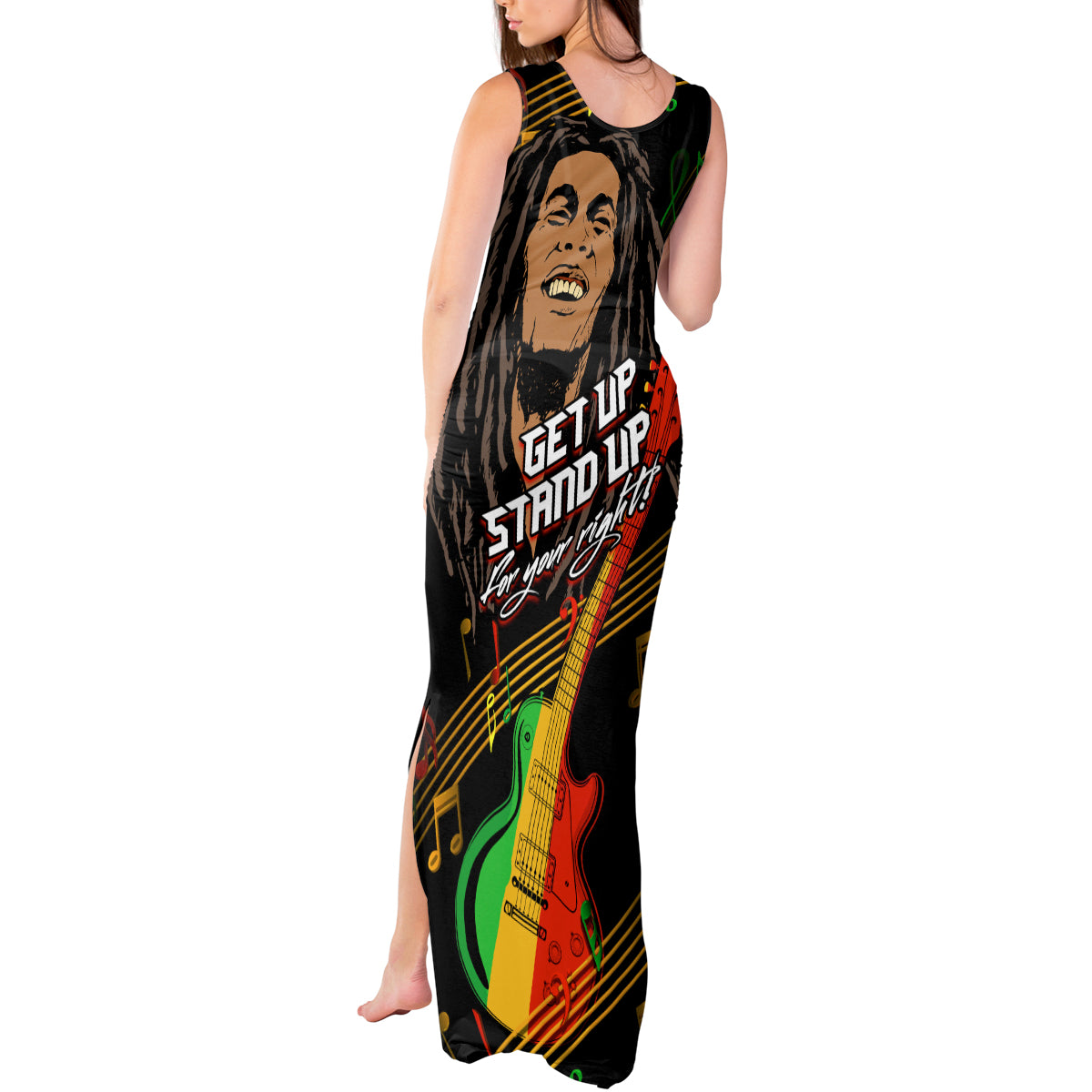 Legend Bob Get Up Stand Up Tank Maxi Dress Reggae Multicolored - Wonder Print Shop