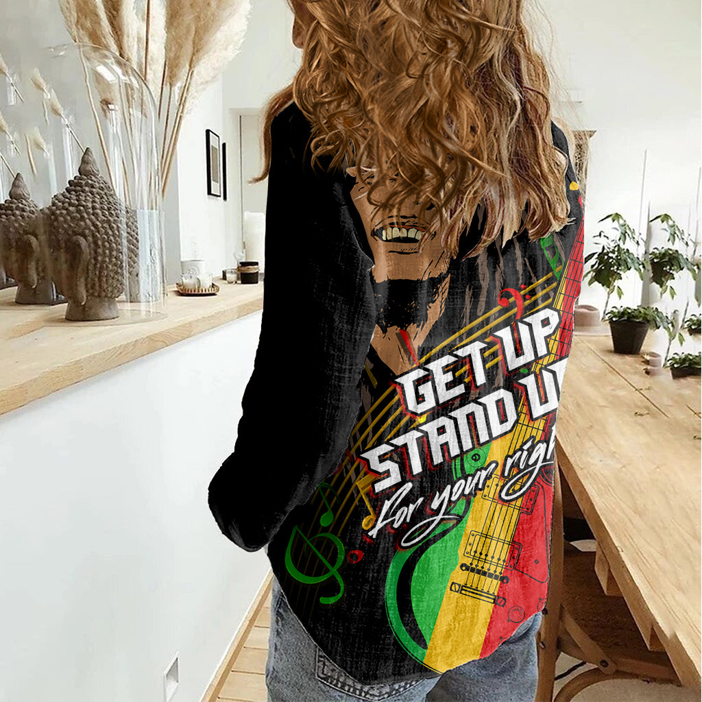 Legend Bob Get Up Stand Up Women Casual Shirt Reggae Multicolored - Wonder Print Shop