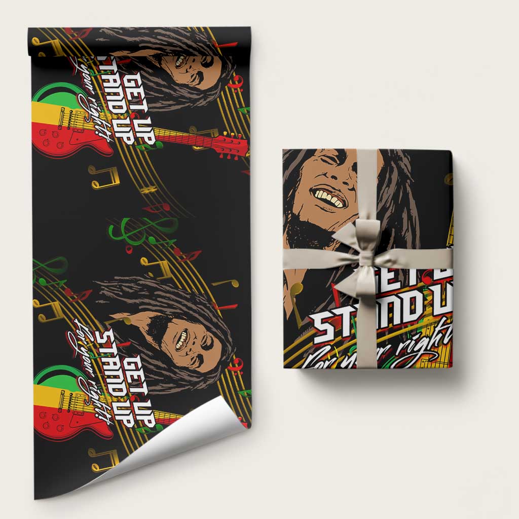Legend Bob Get Up Stand Up Wrapping Paper Black Jamaican Reggae Multicolored - Wonder Print Shop