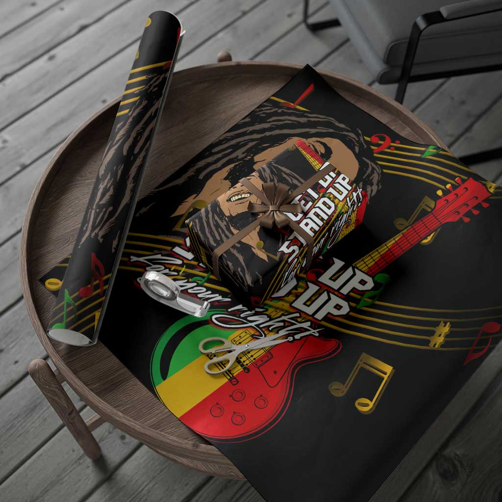 Legend Bob Get Up Stand Up Wrapping Paper Black Jamaican Reggae Multicolored - Wonder Print Shop