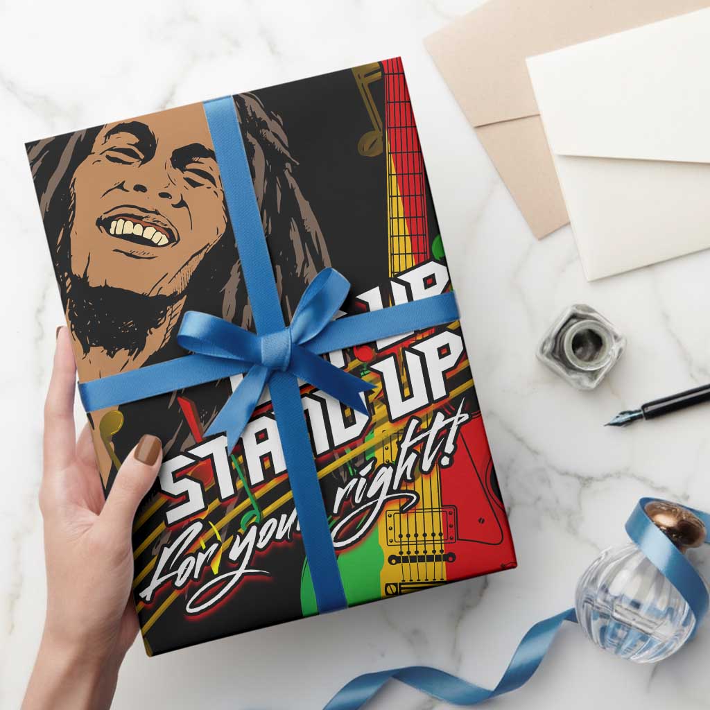 Legend Bob Get Up Stand Up Wrapping Paper Black Jamaican Reggae Multicolored - Wonder Print Shop