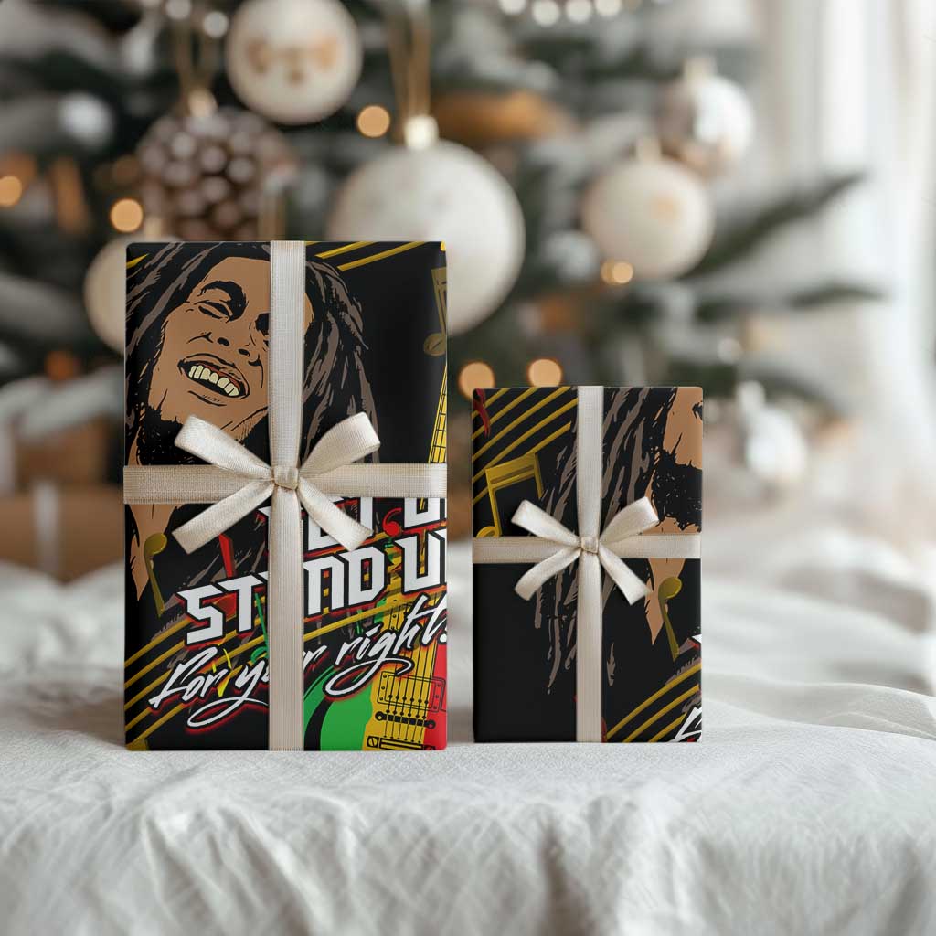 Legend Bob Get Up Stand Up Wrapping Paper Black Jamaican Reggae Multicolored - Wonder Print Shop