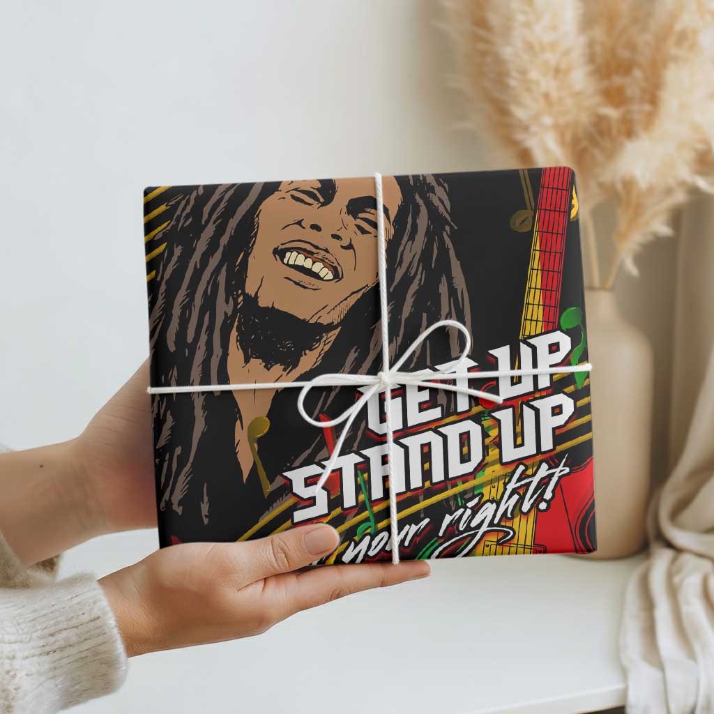 Legend Bob Get Up Stand Up Wrapping Paper Black Jamaican Reggae Multicolored - Wonder Print Shop