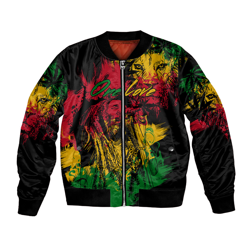 Rastafarian Lion Legend Bob Bomber Jacket Reggae Festival Sketch Portrait LT9 - Wonder Print Shop