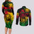 Rastafarian Lion Legend Bob Couples Matching Long Sleeve Bodycon Dress and Long Sleeve Button Shirt Reggae Festival Sketch Portrait LT9 - Wonder Print Shop