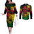Rastafarian Lion Bob Marley Couples Matching Off The Shoulder Long Sleeve Dress and Long Sleeve Button Shirt Reggae Festival Sketch Portrait