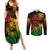 Rastafarian Lion Legend Bob Couples Matching Summer Maxi Dress and Long Sleeve Button Shirt Reggae Festival Sketch Portrait LT9 - Wonder Print Shop