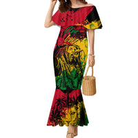 Rastafarian Lion Legend Bob Family Matching Mermaid Dress and Hawaiian Shirt Reggae Festival Sketch Portrait LT9 - Wonder Print Shop