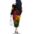 Rastafarian Lion Legend Bob Family Matching Off Shoulder Long Sleeve Dress and Hawaiian Shirt Reggae Festival Sketch Portrait - Wonder Print Shop