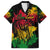 Rastafarian Lion Legend Bob Family Matching Off Shoulder Short Dress and Hawaiian Shirt Reggae Festival Sketch Portrait LT9 - Wonder Print Shop