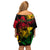 Rastafarian Lion Legend Bob Family Matching Off Shoulder Short Dress and Hawaiian Shirt Reggae Festival Sketch Portrait LT9 - Wonder Print Shop