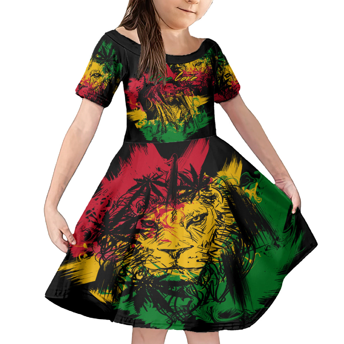 Rastafarian Lion Legend Bob Family Matching Summer Maxi Dress and Hawaiian Shirt Reggae Festival Sketch Portrait - Wonder Print Shop