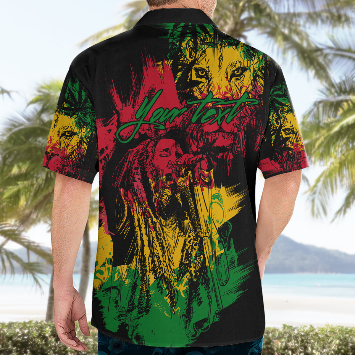 Rastafarian Lion Legend Bob Hawaiian Shirt Reggae Festival Sketch Portrait - Wonder Print Shop