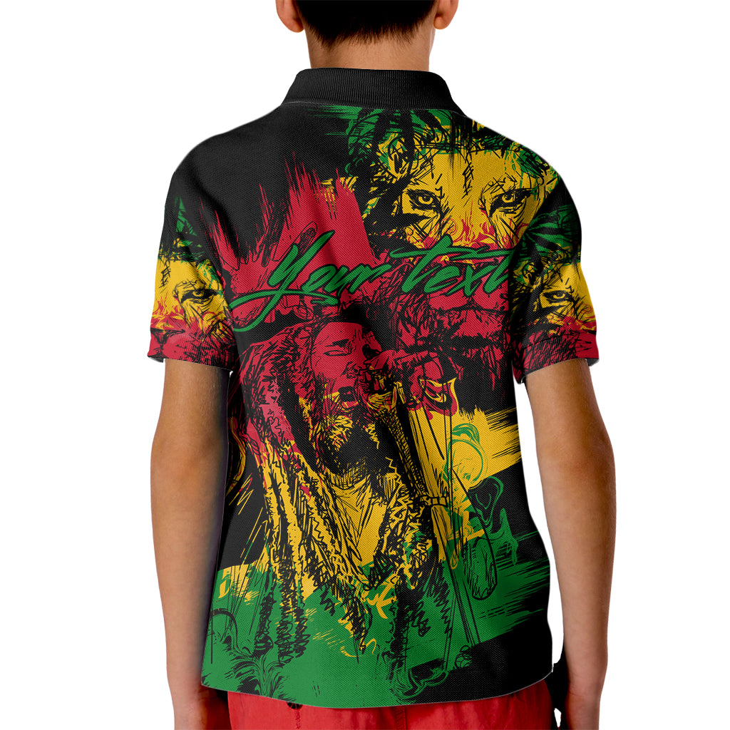 Rastafarian Lion Legend Bob Kid Polo Shirt Reggae Festival Sketch Portrait - Wonder Print Shop