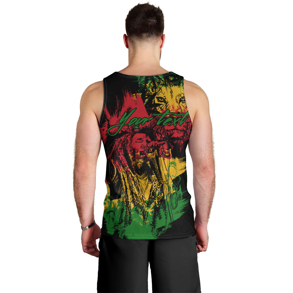 Rastafarian Lion Legend Bob Men Tank Top Reggae Festival Sketch Portrait - Wonder Print Shop