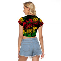 Rastafarian Lion Legend Bob Raglan Cropped T Shirt Reggae Festival Sketch Portrait - Wonder Print Shop
