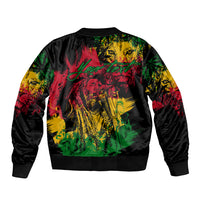 Rastafarian Lion Legend Bob Sleeve Zip Bomber Jacket Reggae Festival Sketch Portrait - Wonder Print Shop
