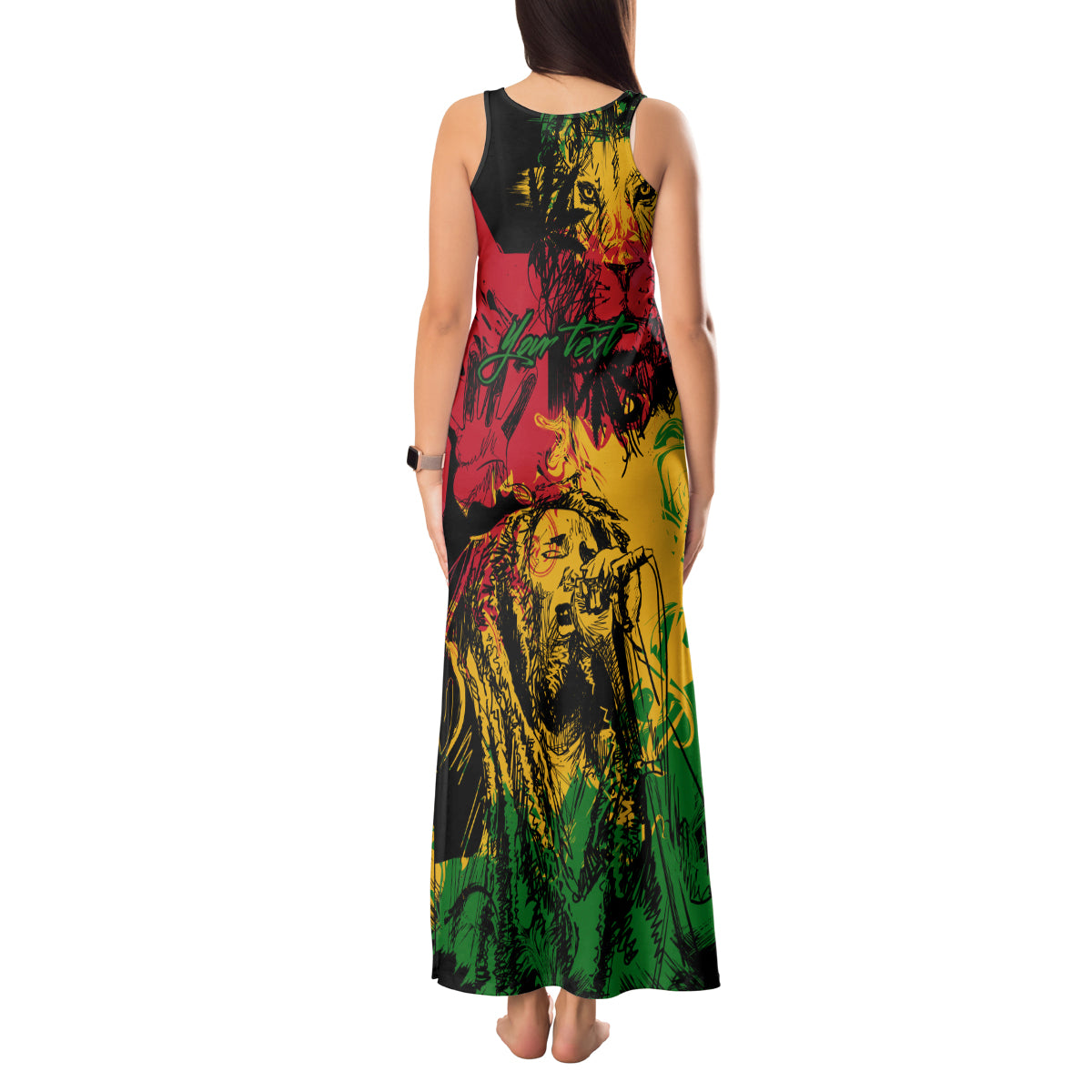 Rastafarian Lion Legend Bob Tank Maxi Dress Reggae Festival Sketch Portrait - Wonder Print Shop