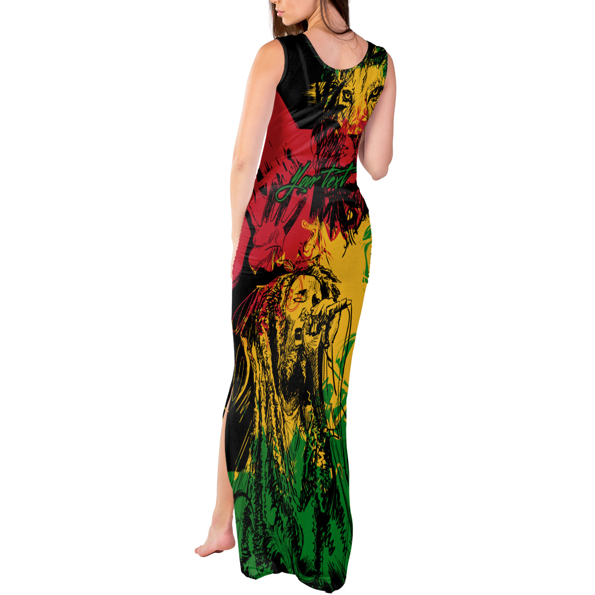 Rastafarian Lion Legend Bob Tank Maxi Dress Reggae Festival Sketch Portrait - Wonder Print Shop