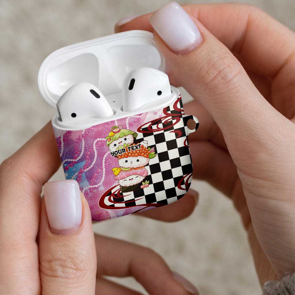 Personalized Japanese Kawaii Sushi Roll AirPods Case Wagara Palaka Pattern