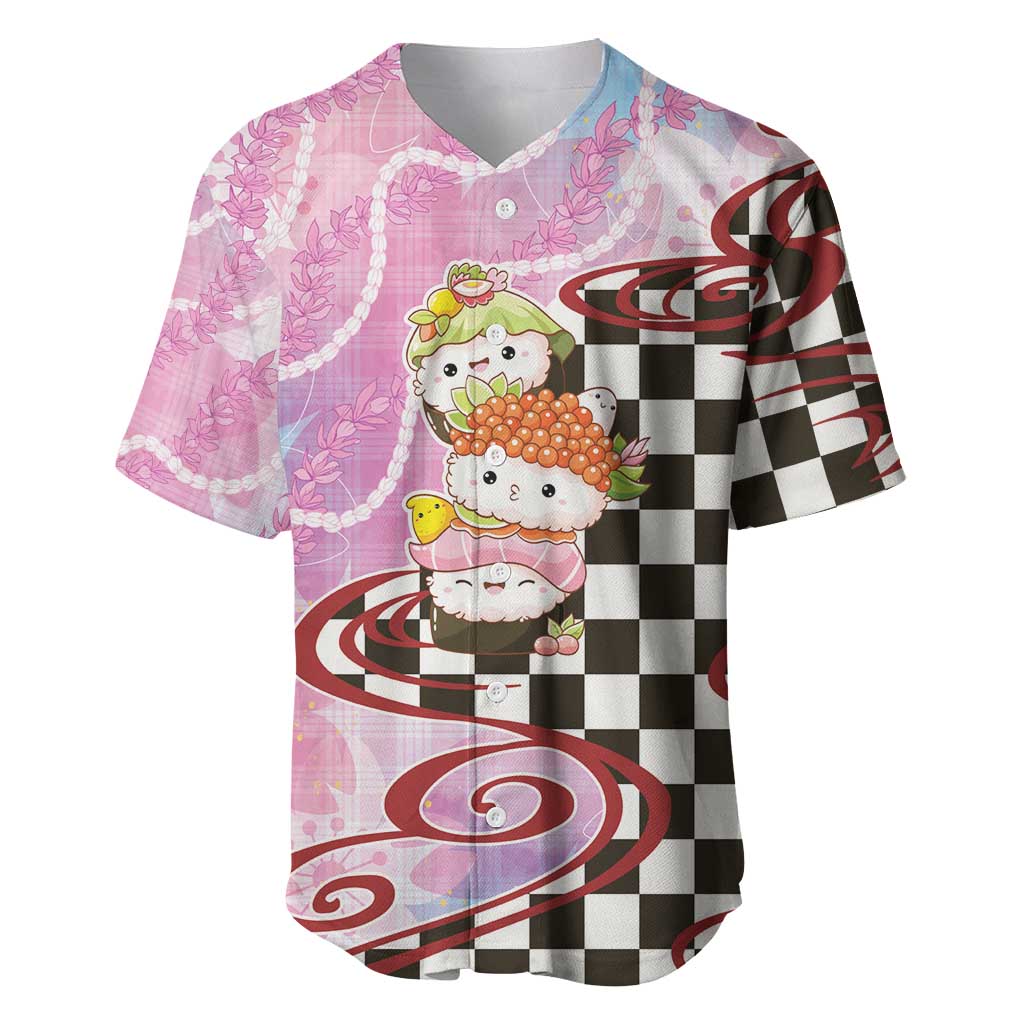 Personalized Japanese Kawaii Sushi Roll Baseball Jersey Wagara Palaka Pattern