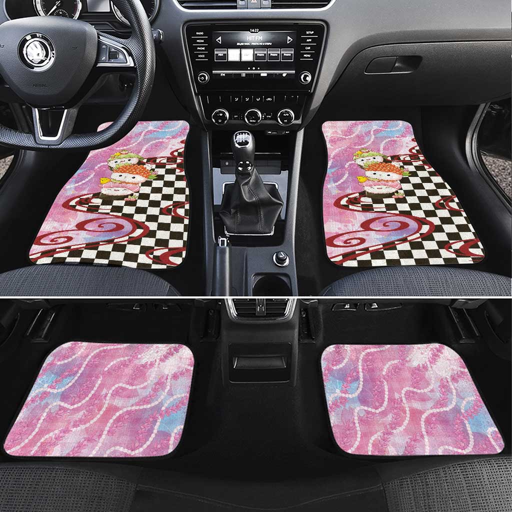 Personalized Japanese Kawaii Sushi Roll Car Mats Wagara Palaka Pattern