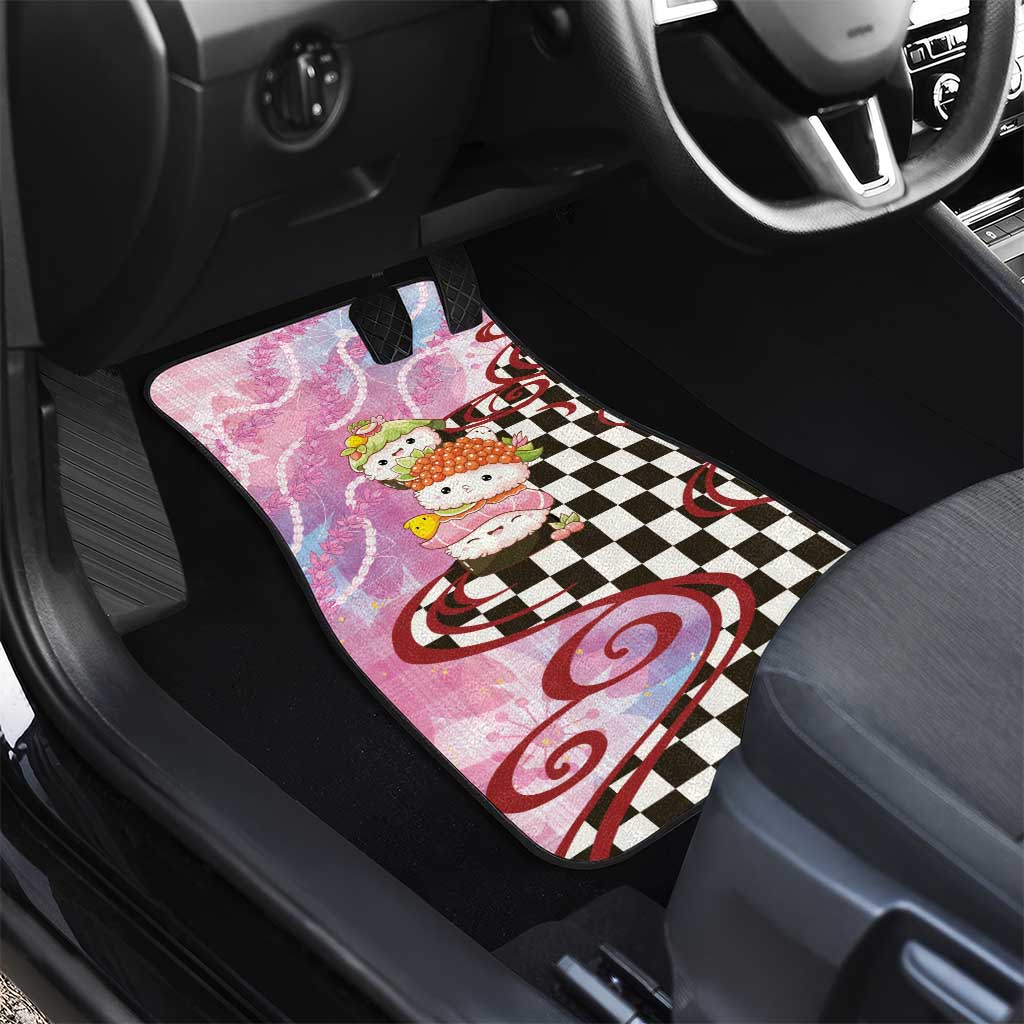 Personalized Japanese Kawaii Sushi Roll Car Mats Wagara Palaka Pattern
