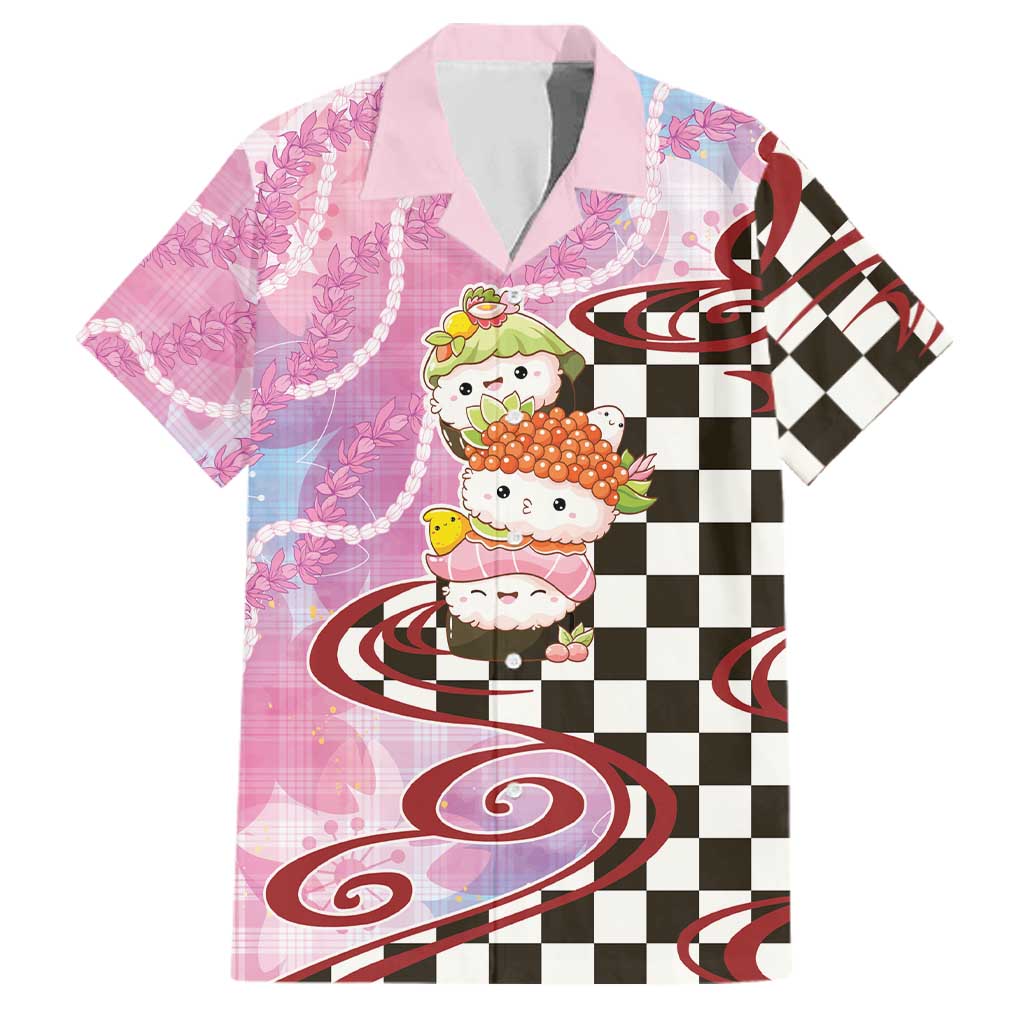 Personalized Japanese Kawaii Sushi Roll Family Matching Long Sleeve Bodycon Dress and Hawaiian Shirt Wagara Palaka Pattern