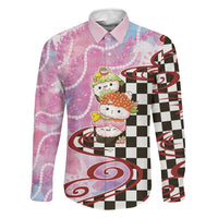 Personalized Japanese Kawaii Sushi Roll Family Matching Long Sleeve Bodycon Dress and Hawaiian Shirt Wagara Palaka Pattern