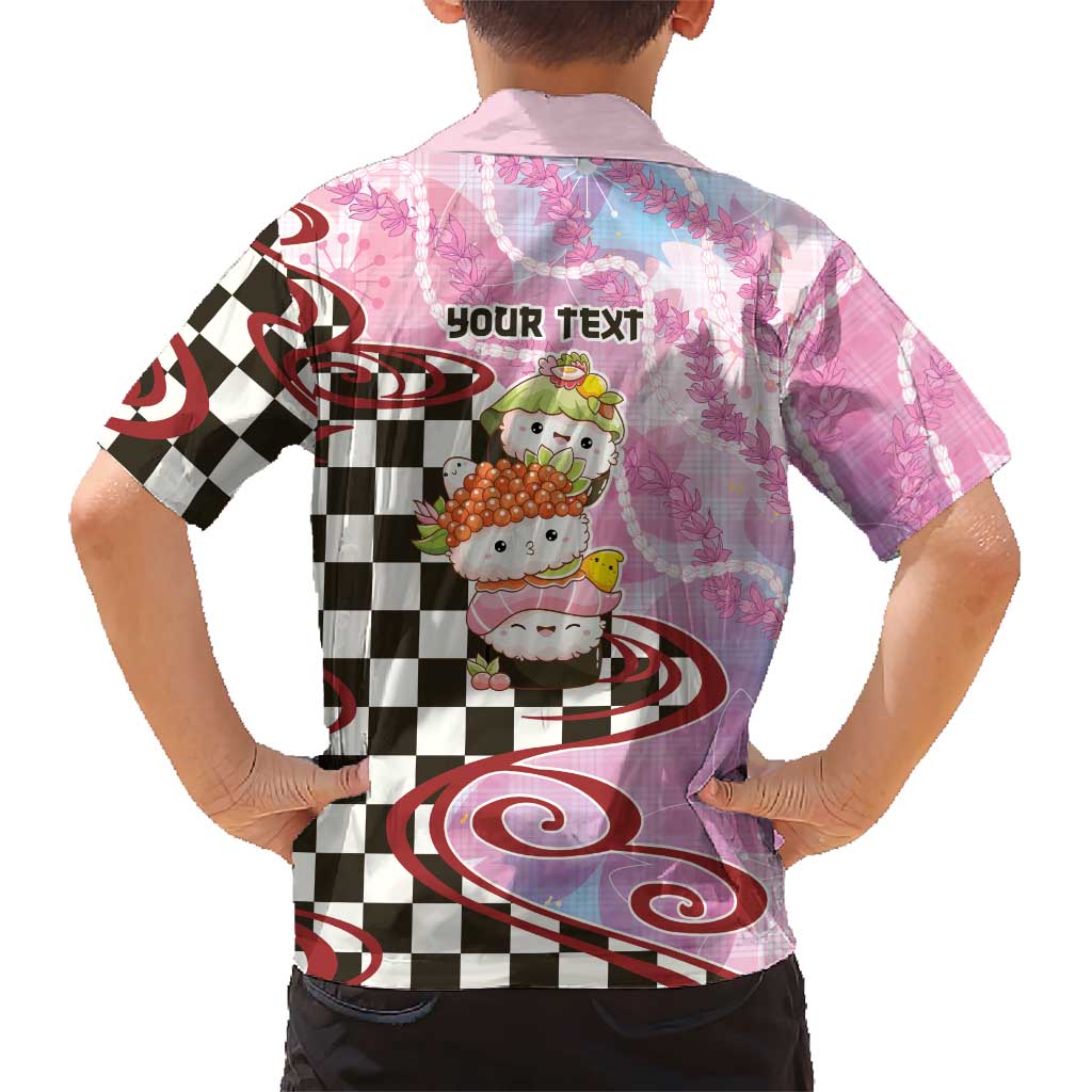 Personalized Japanese Kawaii Sushi Roll Family Matching Tank Maxi Dress and Hawaiian Shirt Wagara Palaka Pattern