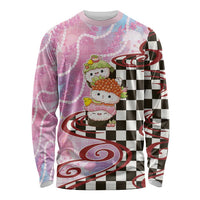 Personalized Japanese Kawaii Sushi Roll Long Sleeve Shirt Wagara Palaka Pattern
