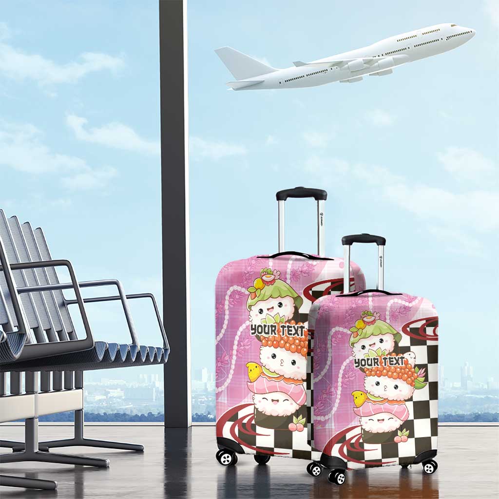 Personalized Japanese Kawaii Sushi Roll Luggage Cover Wagara Palaka Pattern