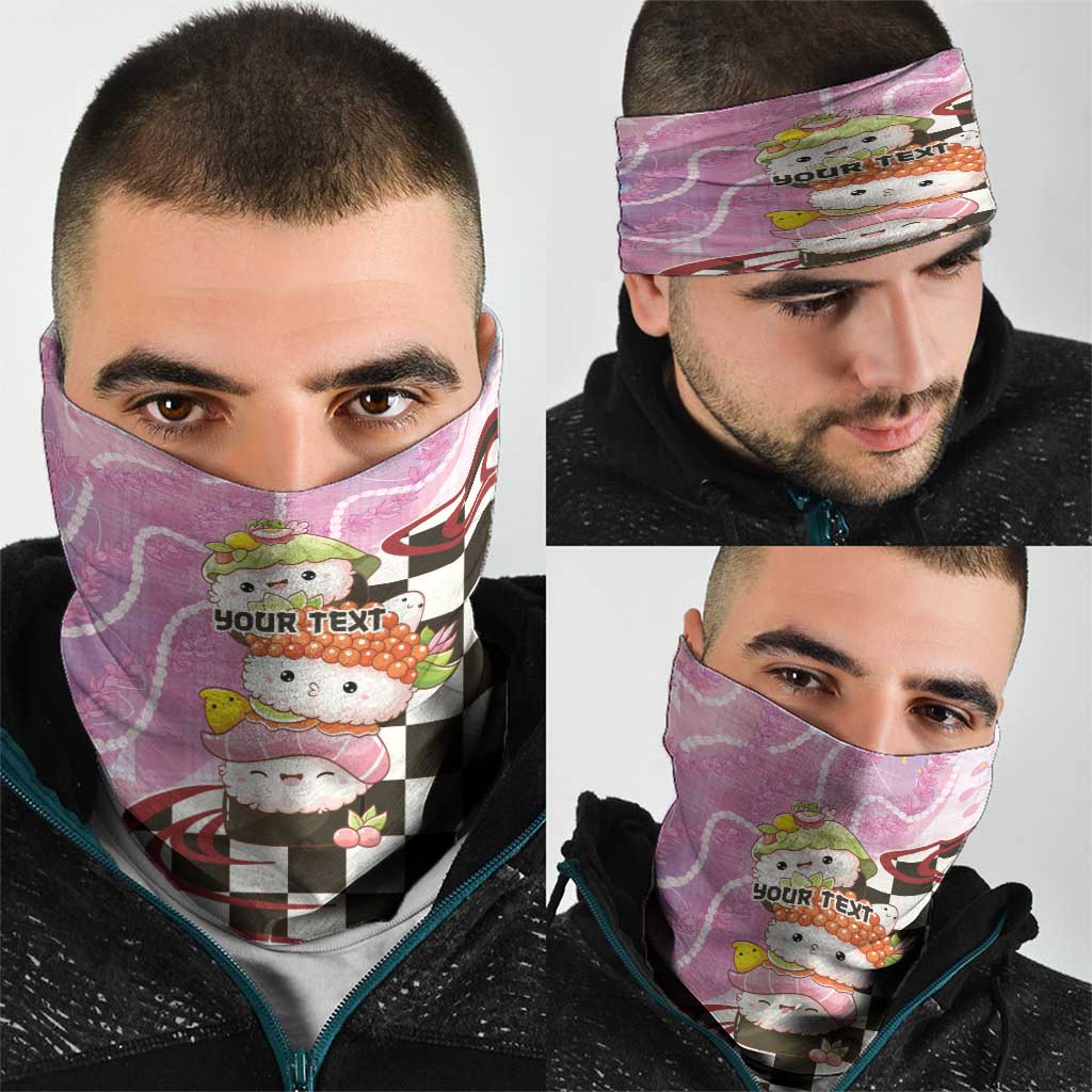 Personalized Japanese Kawaii Sushi Roll Neck Gaiter Wagara Palaka Pattern