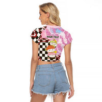Personalized Japanese Kawaii Sushi Roll Raglan Cropped T Shirt Wagara Palaka Pattern