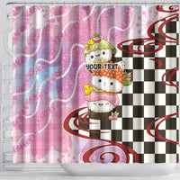 Personalized Japanese Kawaii Sushi Roll Shower Curtain Wagara Palaka Pattern