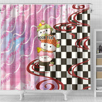 Personalized Japanese Kawaii Sushi Roll Shower Curtain Wagara Palaka Pattern