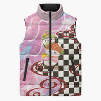 Personalized Japanese Kawaii Sushi Roll Sleeveless Puffer Jacket Wagara Palaka Pattern